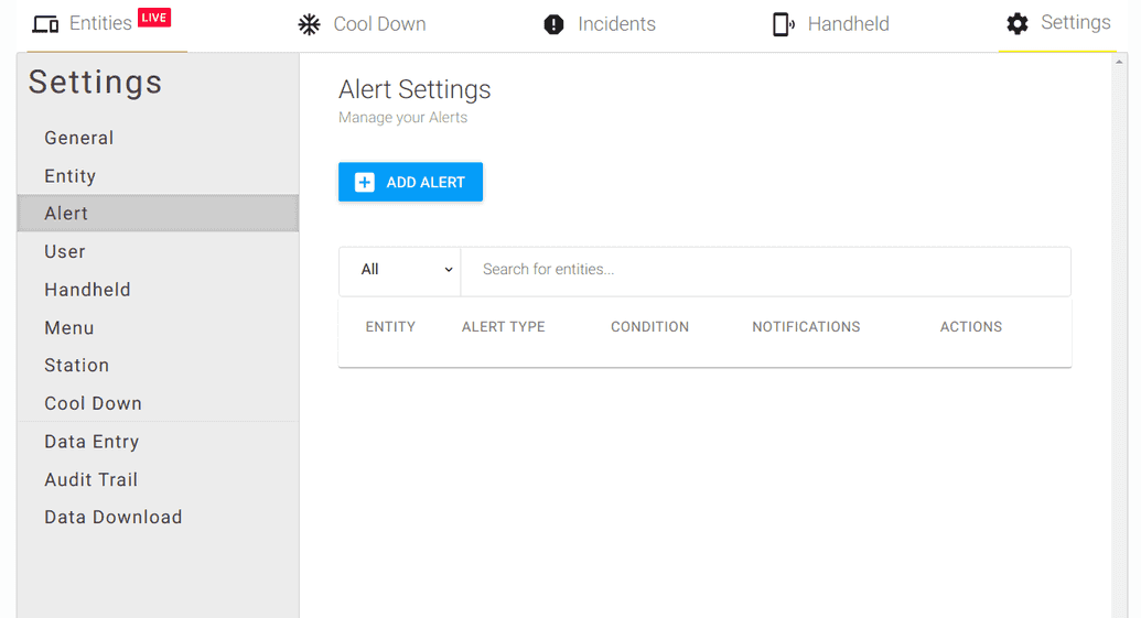 Alert Settings Page